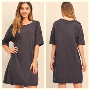 BNWT Cotton Reverse Hem T-Shirt Dress, Mushroom Gray